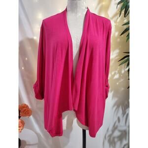 T by Talbots Open Roll Tab Sleeve Cardigan Topper Womens Plus Suze 2XP Pink NWT